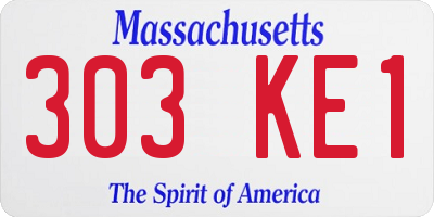 MA license plate 303KE1