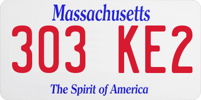 MA license plate 303KE2