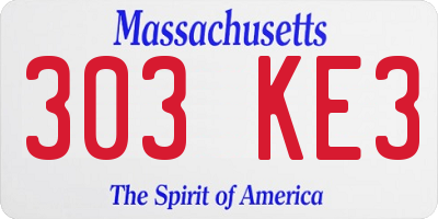 MA license plate 303KE3