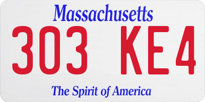 MA license plate 303KE4