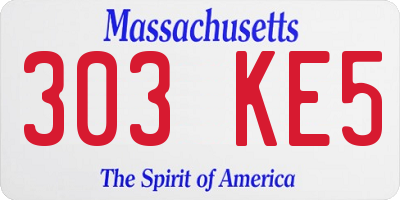 MA license plate 303KE5
