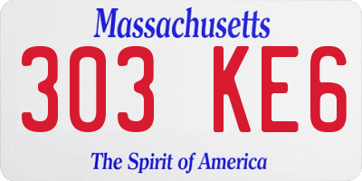 MA license plate 303KE6