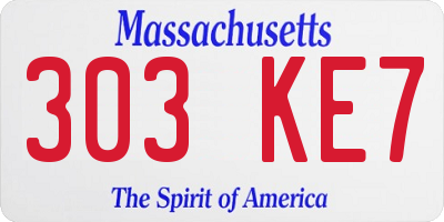 MA license plate 303KE7