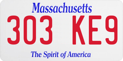 MA license plate 303KE9