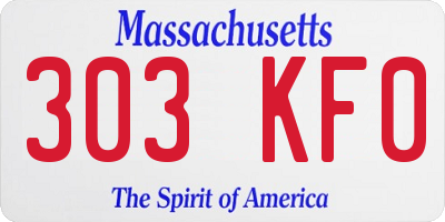 MA license plate 303KF0
