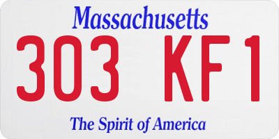 MA license plate 303KF1