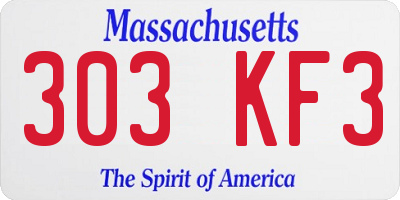 MA license plate 303KF3