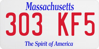 MA license plate 303KF5
