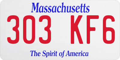 MA license plate 303KF6