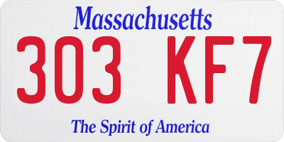 MA license plate 303KF7