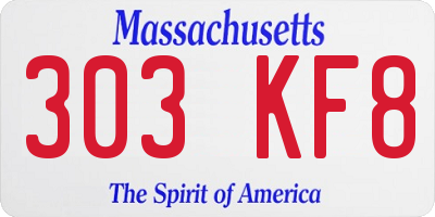 MA license plate 303KF8