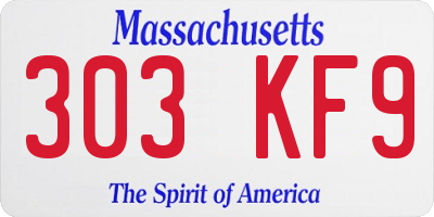 MA license plate 303KF9