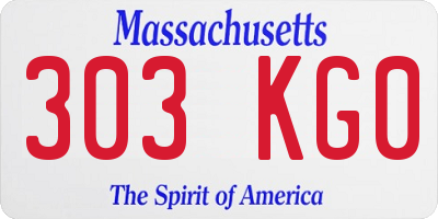 MA license plate 303KG0