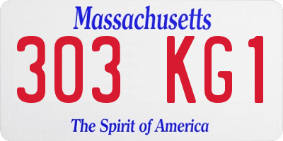 MA license plate 303KG1