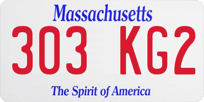 MA license plate 303KG2