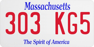 MA license plate 303KG5