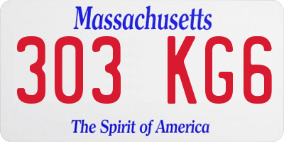 MA license plate 303KG6