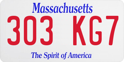 MA license plate 303KG7