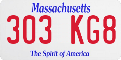 MA license plate 303KG8