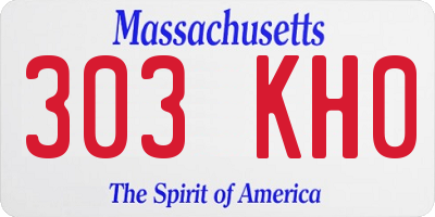 MA license plate 303KH0