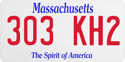 MA license plate 303KH2