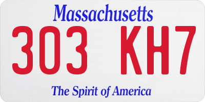 MA license plate 303KH7