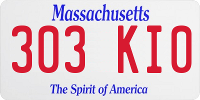 MA license plate 303KI0