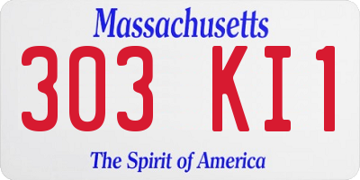 MA license plate 303KI1