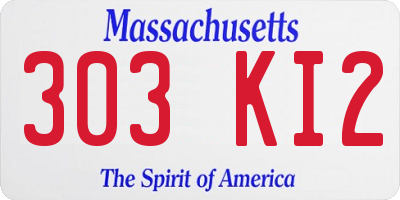 MA license plate 303KI2
