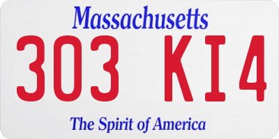 MA license plate 303KI4