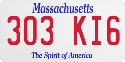MA license plate 303KI6