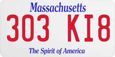 MA license plate 303KI8