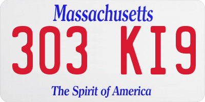 MA license plate 303KI9
