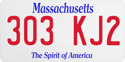 MA license plate 303KJ2