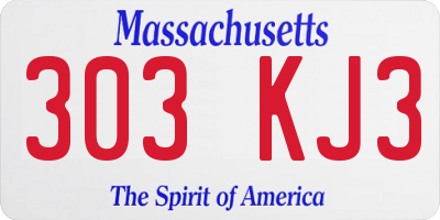 MA license plate 303KJ3