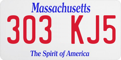 MA license plate 303KJ5