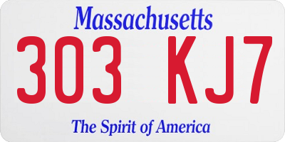 MA license plate 303KJ7