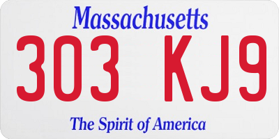 MA license plate 303KJ9