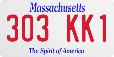 MA license plate 303KK1