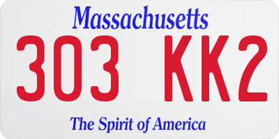 MA license plate 303KK2
