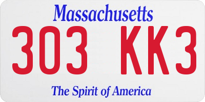 MA license plate 303KK3