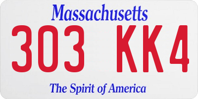 MA license plate 303KK4