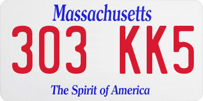 MA license plate 303KK5