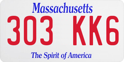 MA license plate 303KK6