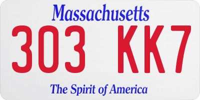 MA license plate 303KK7