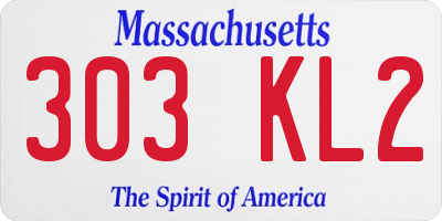 MA license plate 303KL2