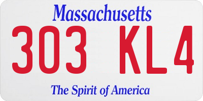 MA license plate 303KL4