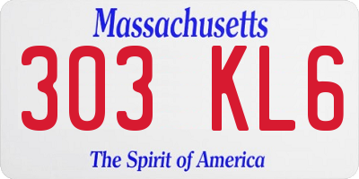 MA license plate 303KL6