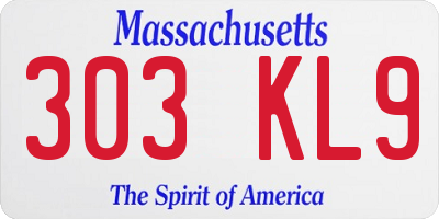 MA license plate 303KL9