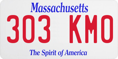 MA license plate 303KM0